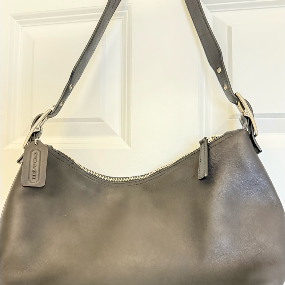 Vintage Coach Dark Black Leather Hobo Bag